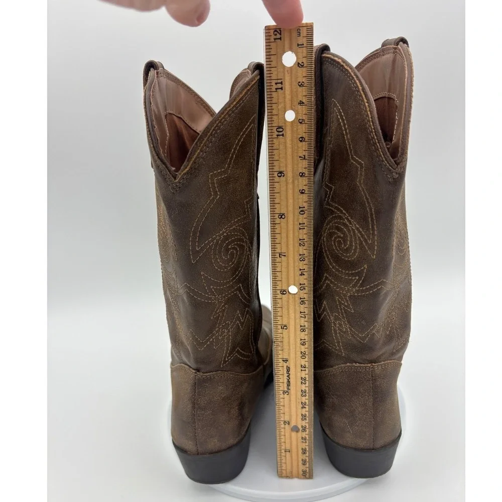 KIDS‎ COWBOY BOOTS Western Shoe Little Boy Girl Pointed Toe Brown Youth 5